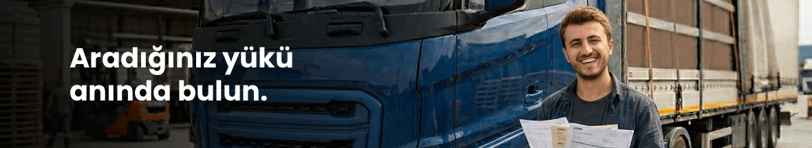 Lojistia üzerinde yayınlanan güncel nakliye ilanları, yük ilanları ve sefer bekleyen boş araçların dijital harita üzerindeki konumlarını simgeleyen illüstrasyon.